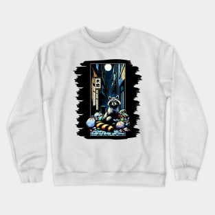 Midnight Scavenger: The Urban Raccoon's Tale Crewneck Sweatshirt